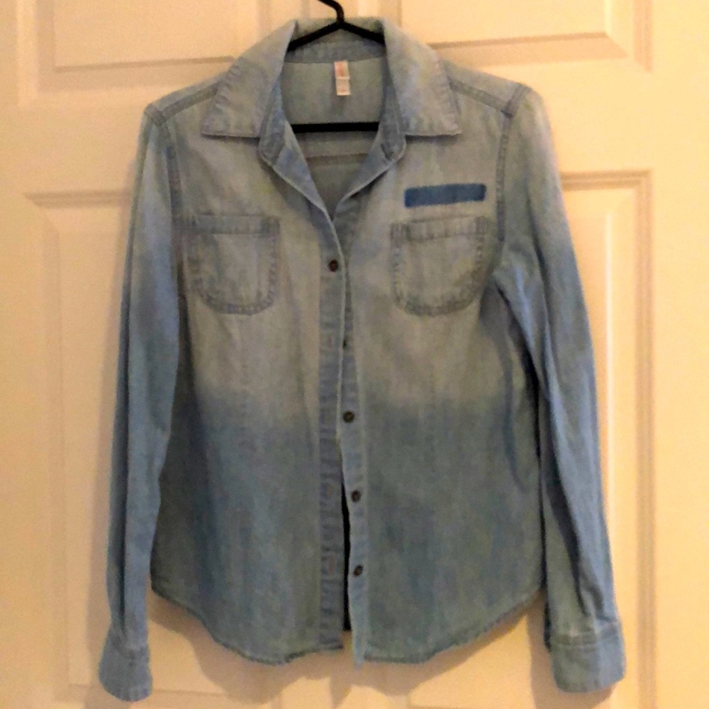 Xhilaration Chambray Ombré Button Down Top